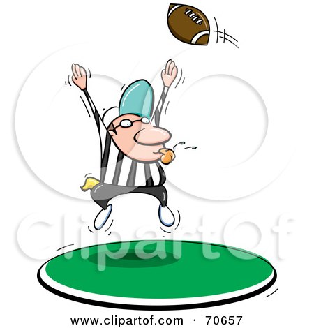 Royalty-Free (RF) Clipart Illustration of a Football Flying Over A Referee by jtoons