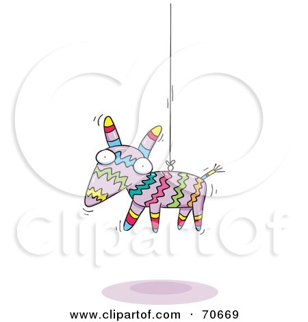 Royalty-Free (RF) Clipart Illustration of a Donkey Pinata Hanging From A Wire by jtoons