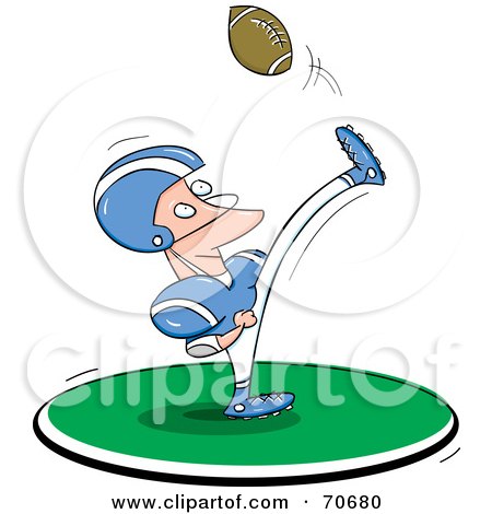 Man In A Blue And White Uniform, Kicking A Football Posters, Art Prints
