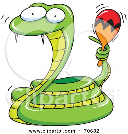 Royalty-Free (RF) Clipart Illustration of a Snake Rattling A Rattle by jtoons