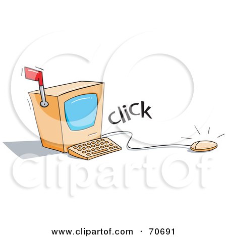 Royalty-Free (RF) Clipart Illustration of a Clicking Computer Mouse With A Screen And Mail Flag by jtoons