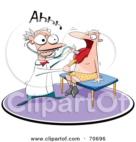 Royalty-Free (RF) Clipart Illustration of a Man In His Boxers, Sticking Out His Tongue For A Doctor by jtoons