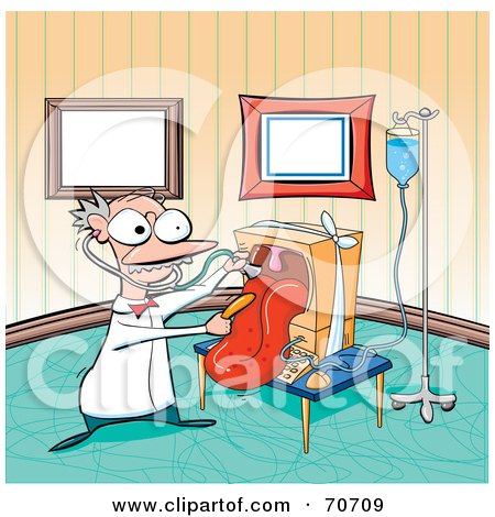 Royalty-Free (RF) Clipart Illustration of a Computer Doctor Checking A Computer's Tongue by jtoons