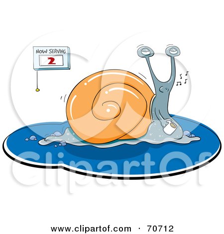 Royalty-Free (RF) Clipart Illustration of a Slow Whistling Snail Carrying A Mug by jtoons