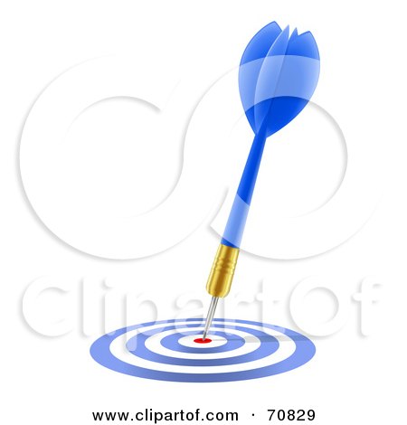 Royalty-Free (RF) Clipart Illustration of a Blue And Gold Dart On Target by Oligo