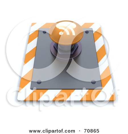 Royalty-Free (RF) Clipart Illustration of a 3d Orange Rss Push Button by KJ Pargeter
