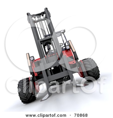 Royalty-Free (RF) Clipart Illustration of a 3d Red And Black Forklift by KJ Pargeter