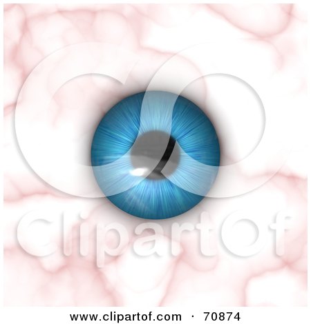 Royalty-Free (RF) Clipart Illustration of a Blue Human Eyeball On A Pink And White Background by Arena Creative