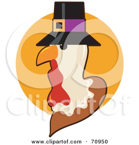 Royalty-Free (RF) Clipart Illustration of a Thanksgiving Turkey Bird Wearing A Pilgrim Hat by Maria Bell
