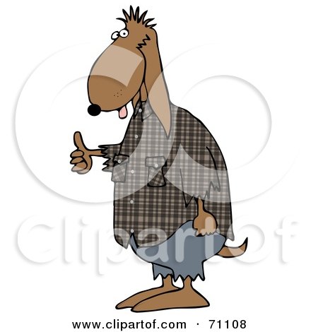 Royalty-Free (RF) Clipart Illustration of a Brown Scruffy Dog Hitchhiking by djart