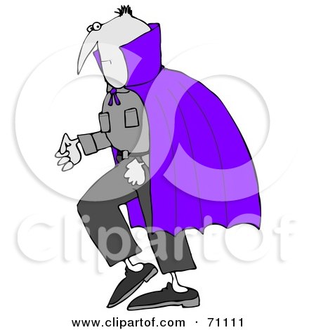 Royalty-Free (RF) Clipart Illustration of a Gray Vampire Wearing A Purple Cape by djart
