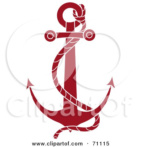 Royalty-Free (RF) Clipart Illustration of a Red Nautical Anchor With A Rope by Pams Clipart