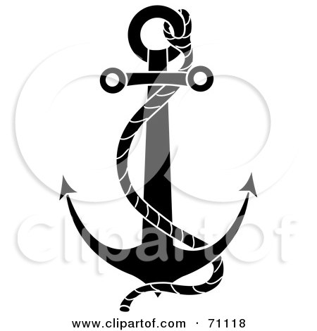 Royalty-Free (RF) Clipart Illustration of a Black Nautical Anchor With A Rope by Pams Clipart