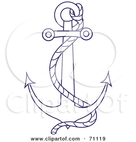 Royalty-Free (RF) Clipart Illustration of a Blue And White Nautical Anchor With A Rope by Pams Clipart