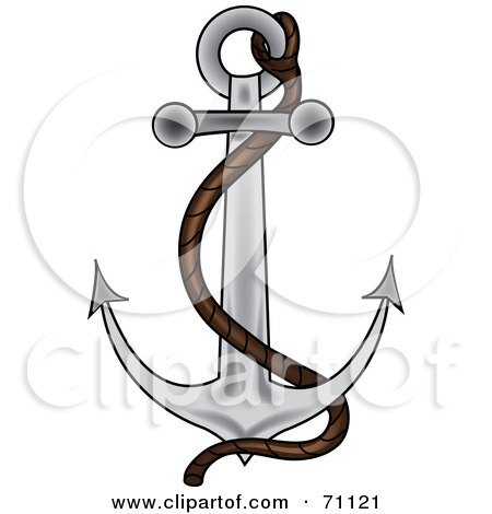 Royalty-Free (RF) Clipart Illustration of a Silver Nautical Anchor With A Rope by Pams Clipart