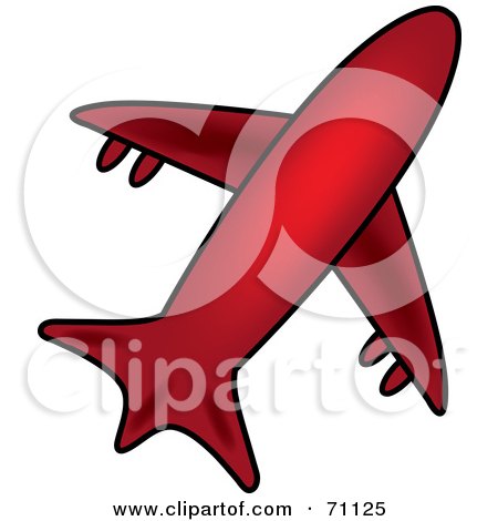 Royalty-Free (RF) Clipart Illustration of a Red Flying Airplane by Pams Clipart