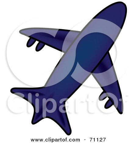 Royalty-Free (RF) Clipart Illustration of a Blue Flying Airplane by Pams Clipart