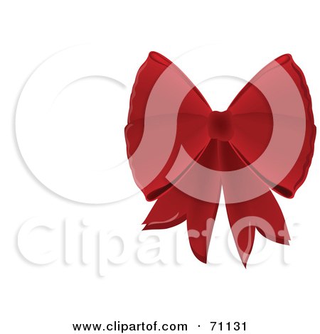 Royalty-Free (RF) Clipart Illustration of a Red Festive Christmas Bow On White by Pams Clipart