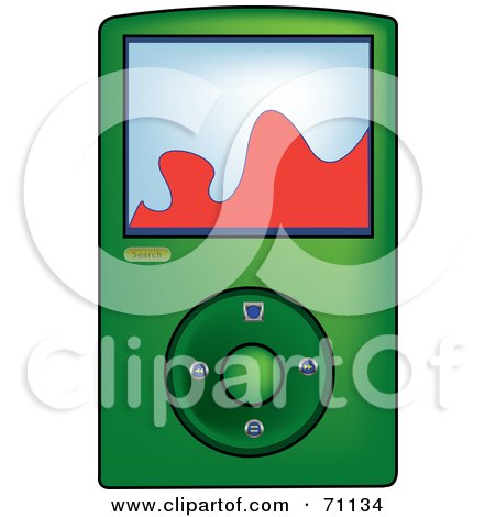 Royalty-Free (RF) Clipart Illustration of a Green Digital Mp3 Music Player by Pams Clipart