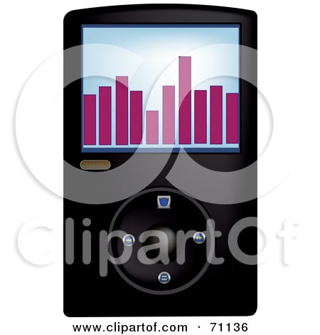 Royalty-Free (RF) Clipart Illustration of a Black Digital Mp3 Music Player by Pams Clipart