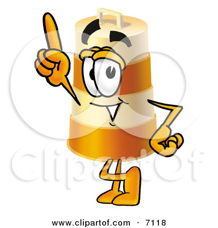 Clipart Picture of a Barrel Mascot Cartoon Character Pointing Upwards by Mascot Junction