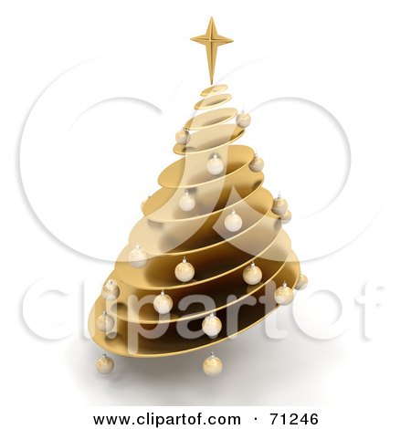 Royalty-Free (RF) Clipart Illustration of a 3d Golden Spiral Christmas Tree by KJ Pargeter