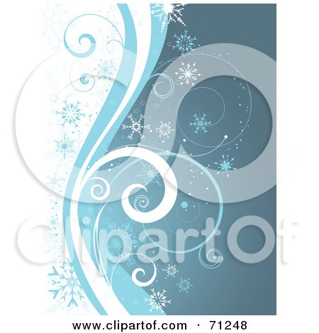 Royalty-Free (RF) Clipart Illustration of a Blue Christmas Snowflake Swirl Background by KJ Pargeter