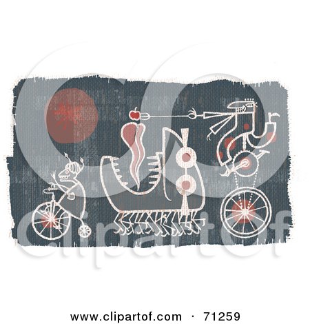 Royalty-Free (RF) Clipart Illustration of a Parade Of People On Bikes In Front Of And Behind A Monster by Steve Klinkel