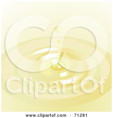 Royalty-Free (RF) Clipart Illustration of a Reamy Beige Milk Splash With A Droplet And Ripples by elaineitalia