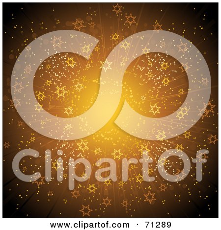 Royalty-Free (RF) Clipart Illustration of a Golden Starry Burst Background by elaineitalia