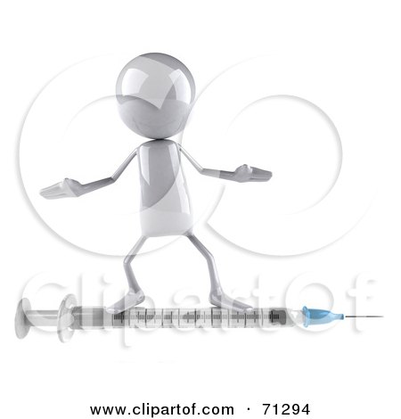 Royalty-Free (RF) Clipart Illustration of a 3d White Bob Character With A Syringe - Version 1 by Julos
