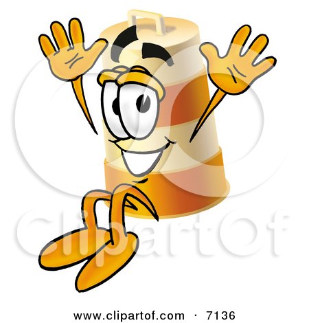 Clipart Picture of a Barrel Mascot Cartoon Character Jumping by Mascot Junction