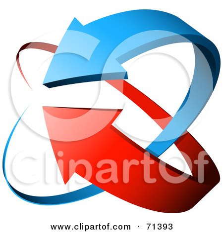 Royalty-Free (RF) Clipart Illustration of Two Blue And Red Arrows Circling Eachother by beboy