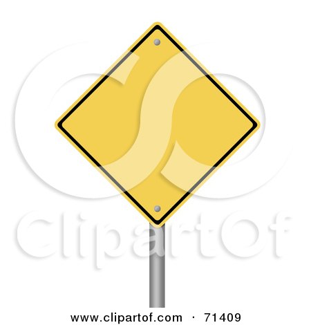 Royalty-Free (RF) Clipart Illustration of a Yellow Diamond Shaped Warning Sign, Blank by oboy