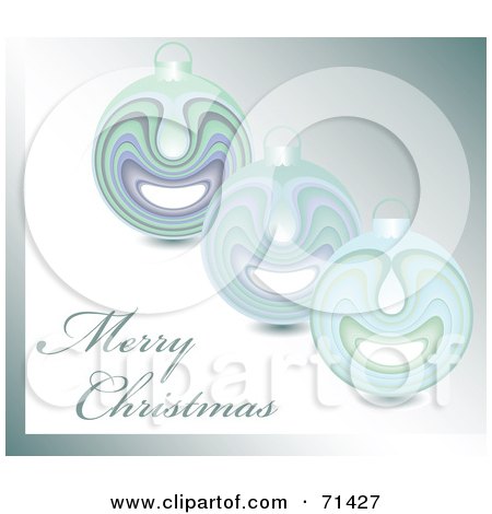 Royalty-Free (RF) Clipart Illustration of a Merry Christmas Greeting With Reflective Ornaments On Gray by kaycee