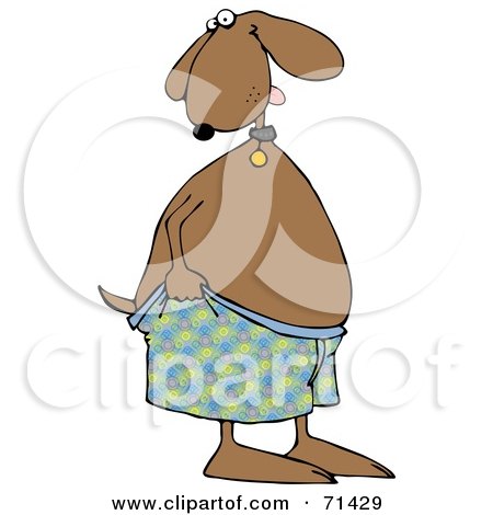 Royalty-Free (RF) Clipart Illustration of an Embarrassed Dog Pulling Up His Shorts by djart