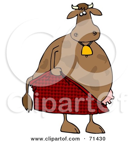 Royalty-Free (RF) Clipart Illustration of an Embarrassed Cow Pulling Up His Shorts by djart