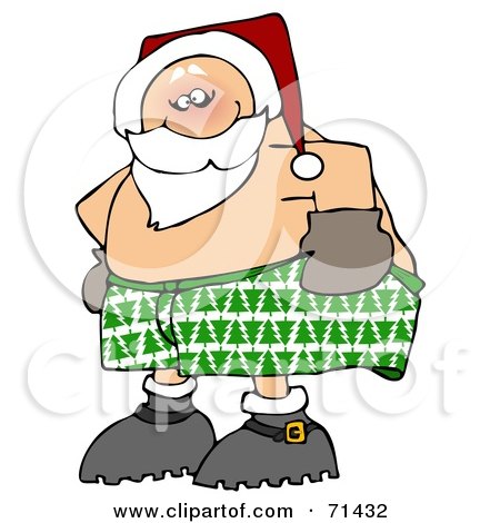 Royalty-Free (RF) Clipart Illustration of an Embarrassed Santa Pulling Up His Boxers by djart