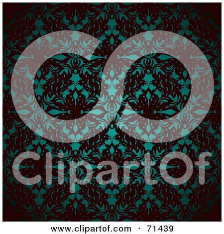 Royalty-Free (RF) Clipart Illustration of a Glowing Teal And Black Patterned Background by michaeltravers