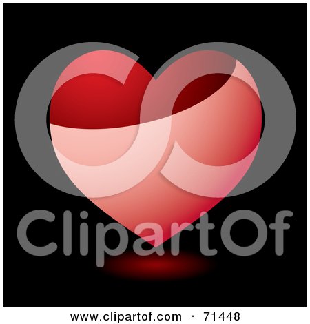Royalty-Free (RF) Clipart Illustration of a Shiny Pink And Red Heart With A Reflection Over Black by michaeltravers