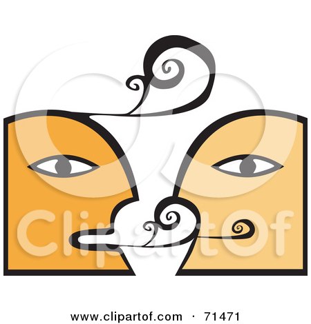 Royalty-Free (RF) Clipart Illustration of a Couple Face To Face With Swirly Tongues by xunantunich