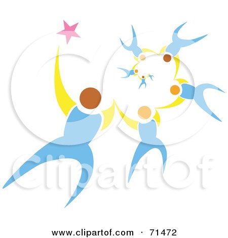 Royalty-Free (RF) Clipart Illustration of a Group Of Falling Sky Divers Holding Hands by xunantunich