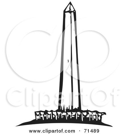 Royalty-Free (RF) Clipart Illustration of a Black And White Carving Design Of The Washington Monument by xunantunich