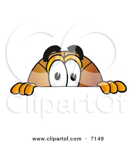 Clipart Picture of a Basketball Mascot Cartoon Character Peeking Over a Surface by Mascot Junction