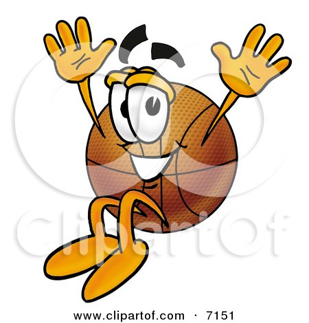 Clipart Picture of a Basketball Mascot Cartoon Character Jumping by Mascot Junction