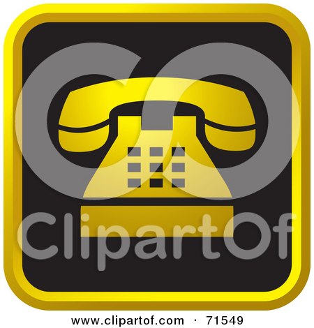 Royalty-Free (RF) Clipart Illustration of a Black And Golden Phone Website Icon by Lal Perera