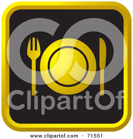 Royalty-Free (RF) Clipart Illustration of a Black And Golden Dining Website Icon by Lal Perera