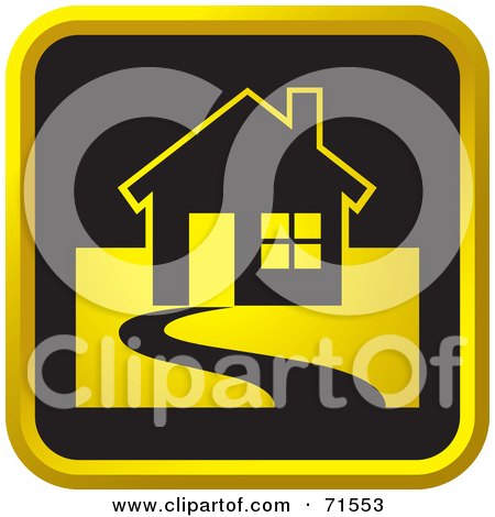 Royalty-Free (RF) Clipart Illustration of a Black And Golden House Website Icon by Lal Perera