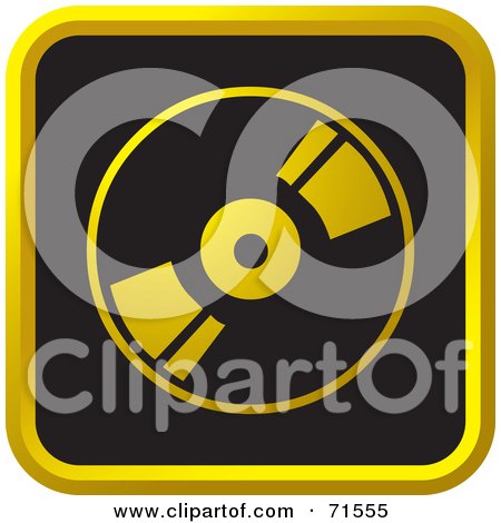 Royalty-Free (RF) Clipart Illustration of a Black And Golden CD Website Icon by Lal Perera