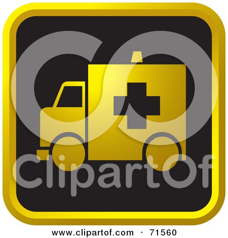 Royalty-Free (RF) Clipart Illustration of a Black And Golden Ambulance Website Icon by Lal Perera